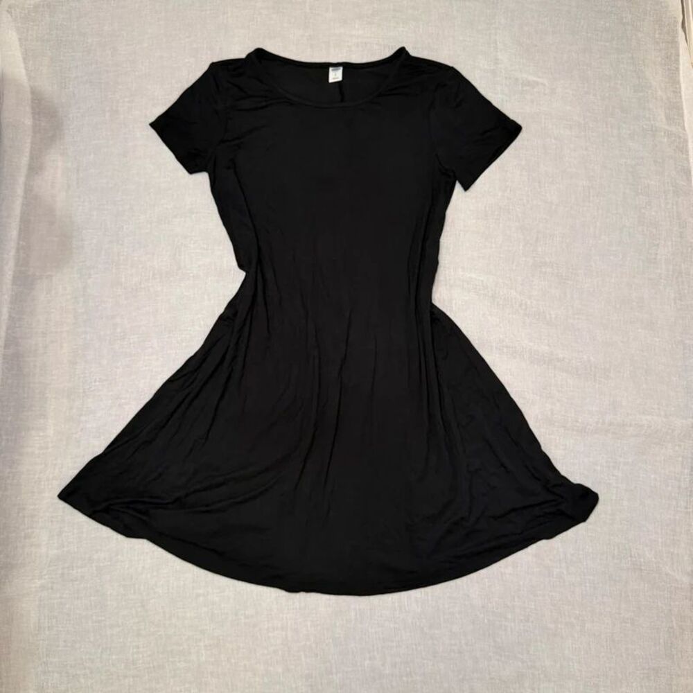 Black Short Sleeve Casual Dress Flowy Old Navy Small